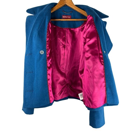 Merona Peacock Blue Double Breasted Fully Lined Pea Coat, Women's Size Medium - Picture 2 of 10